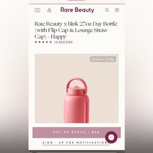 Rare Beauty Pink Day Bottle with Flip Cap & Straw Cap
